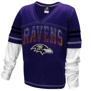 Baltimore Ravens Youth Girls Twofer Sleeve Stripes Baby Jersey
